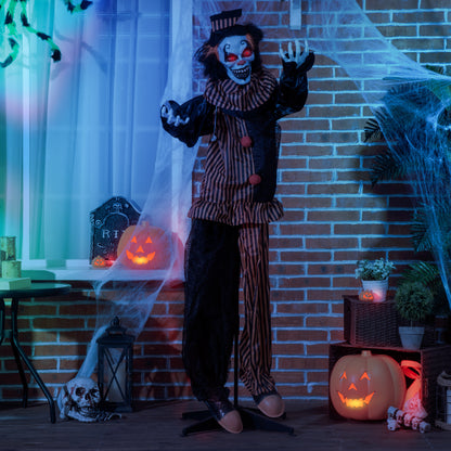 Décoration Halloween animée clown 170 cm avec yeux lumineux