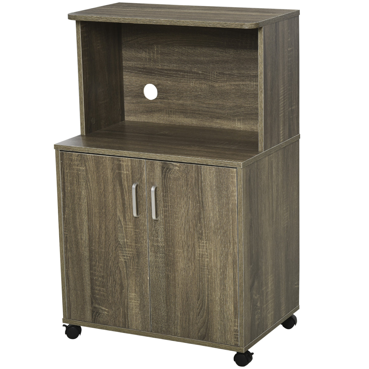 Chariot micro-ondes avec rangement et cabinet 2 portes