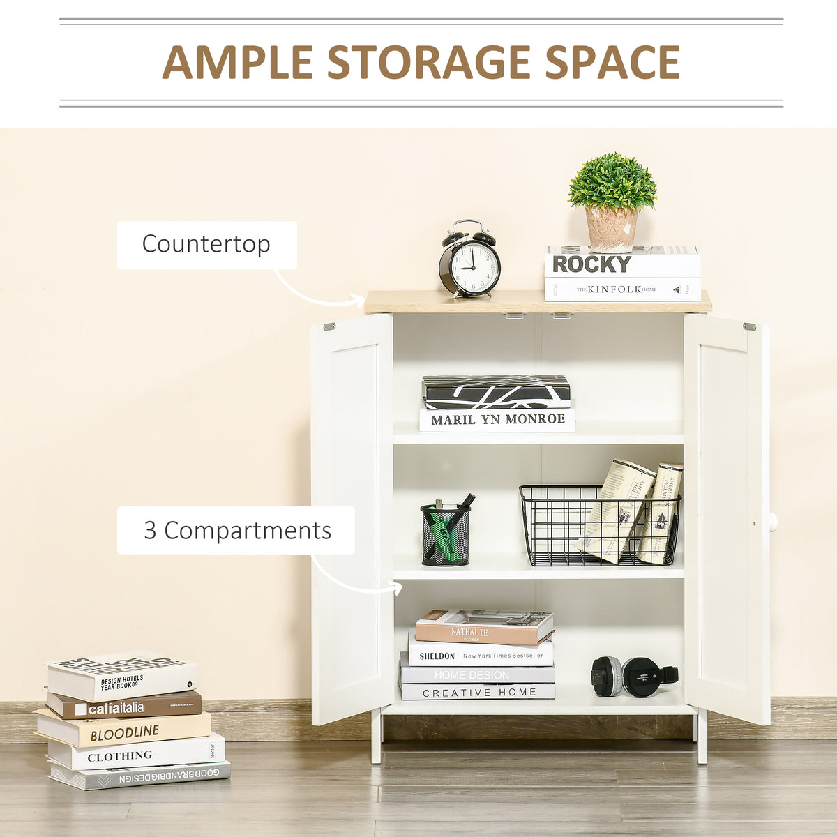 Armoire de rangement avec portes et tablettes réglables