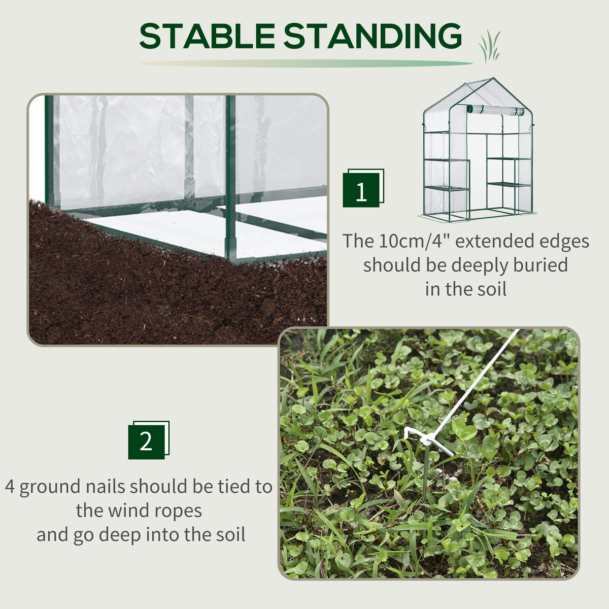 Serre de jardin walk-in 4 tablettes porte à rouleau