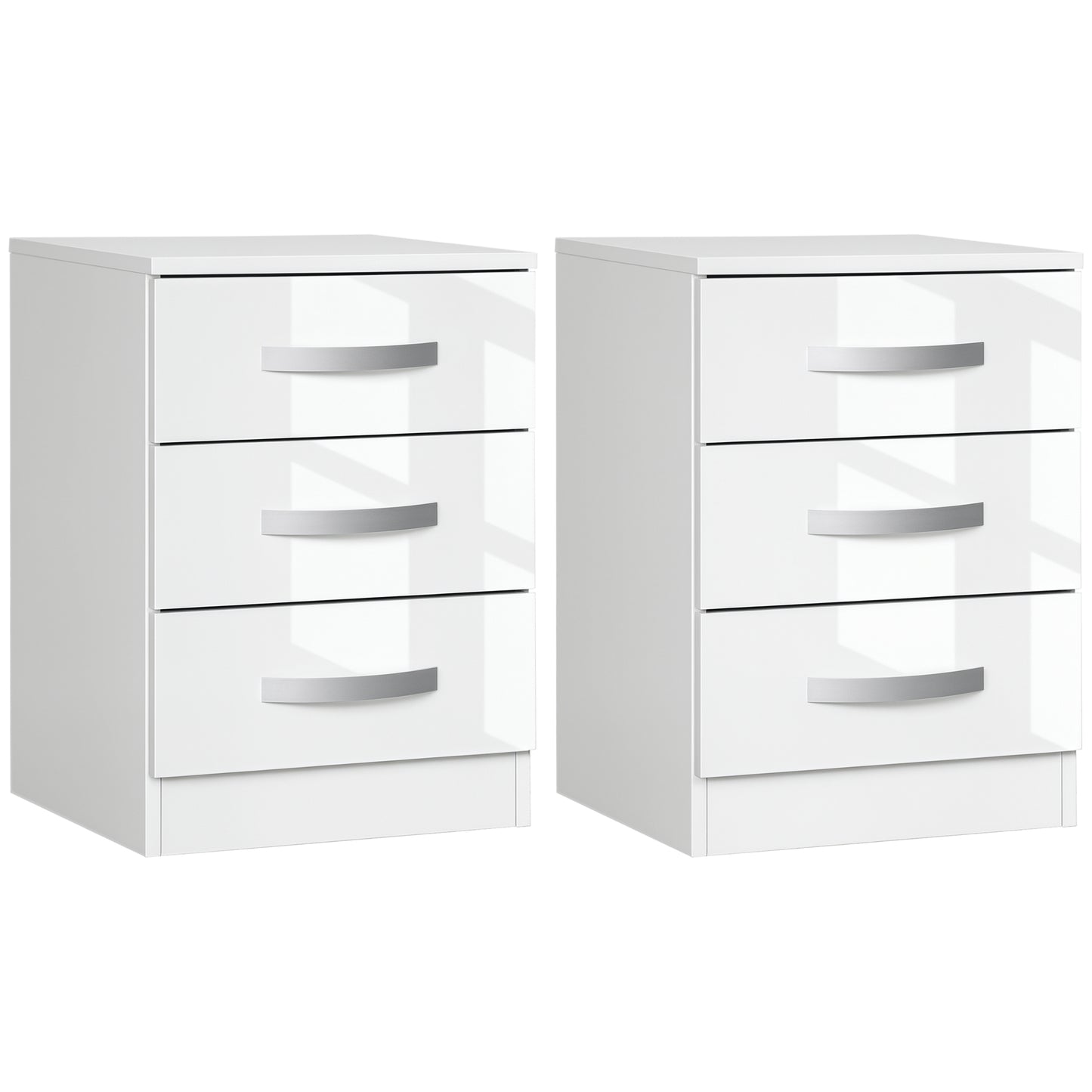 Tables de chevet modernes ensemble de 2 avec 3 tiroirs