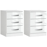 Tables de chevet modernes ensemble de 2 avec 3 tiroirs
