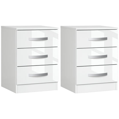 Tables de chevet modernes ensemble de 2 avec 3 tiroirs