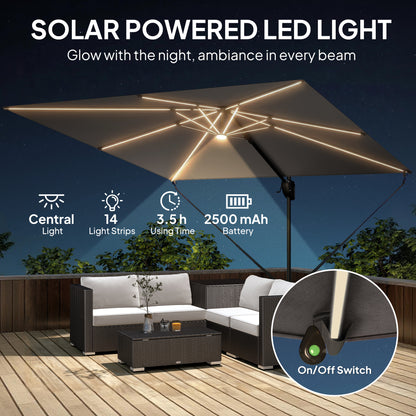 Parasol déporté avec lumières solaires UPF50+