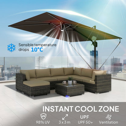Parasol déporté avec lumières solaires UPF50+