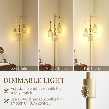 Lampadaire industriel 3 abat-jour suspendus, gradable