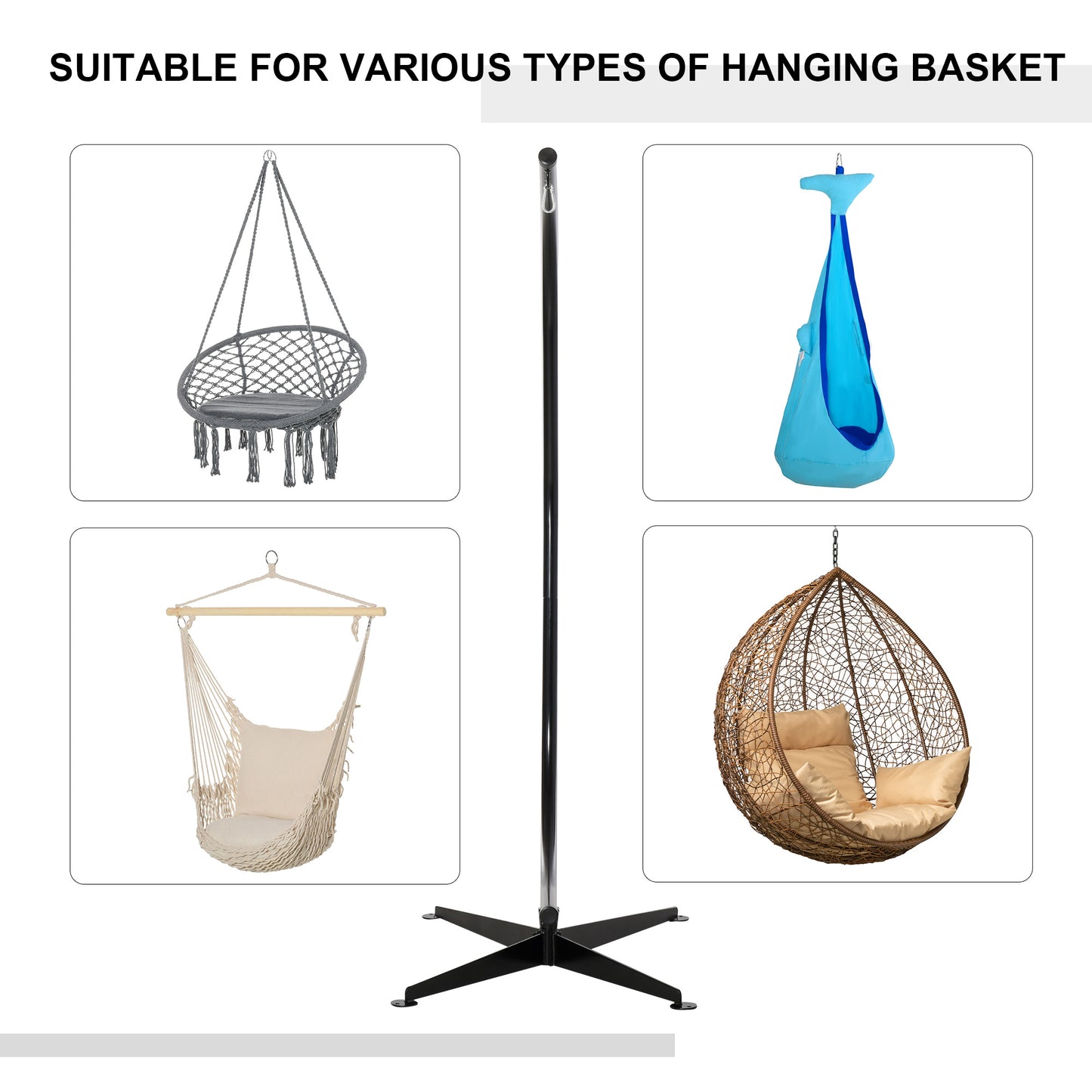 Support en C pour chaise hamac intérieur/extérieur
