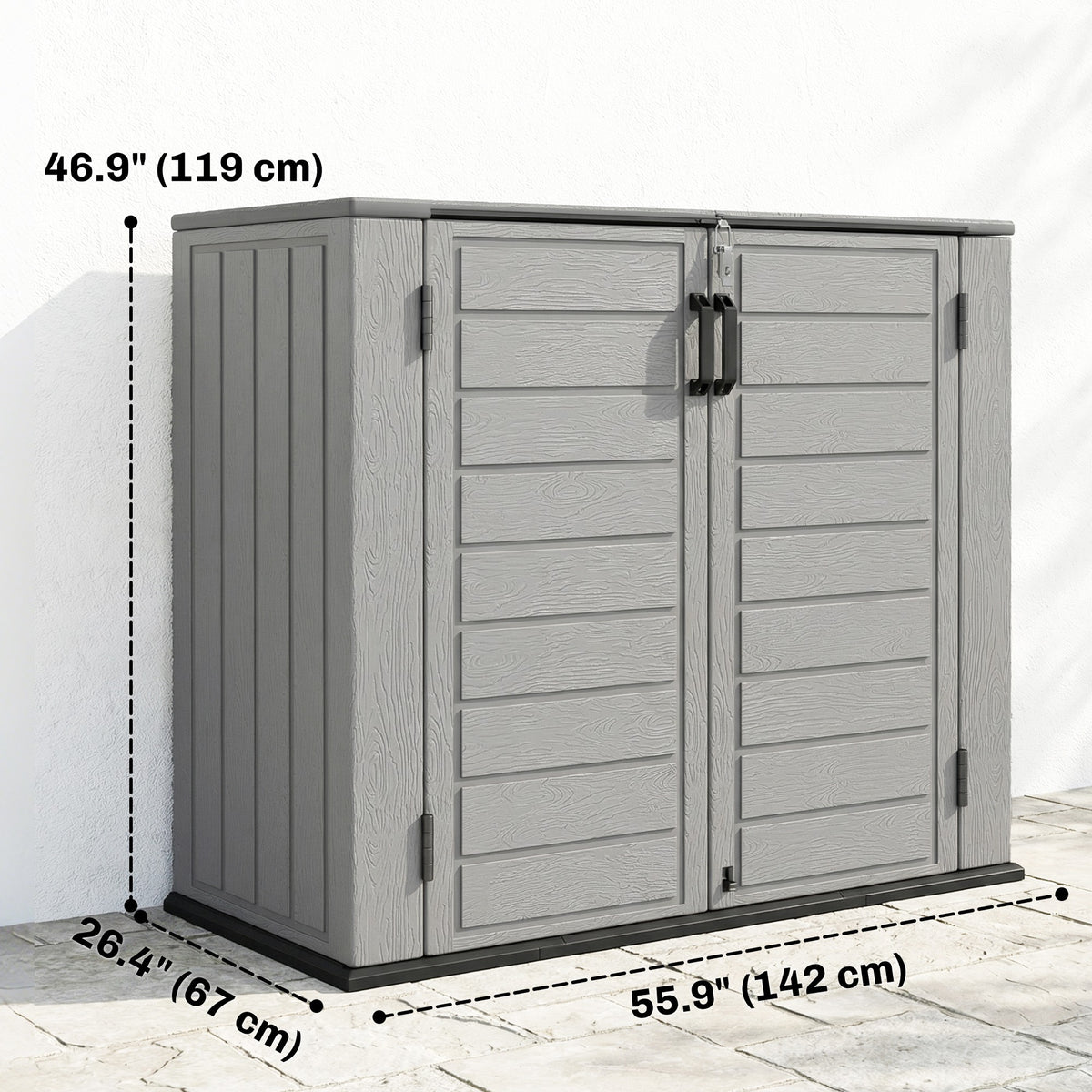Abri de rangement extérieur en plastique résistant