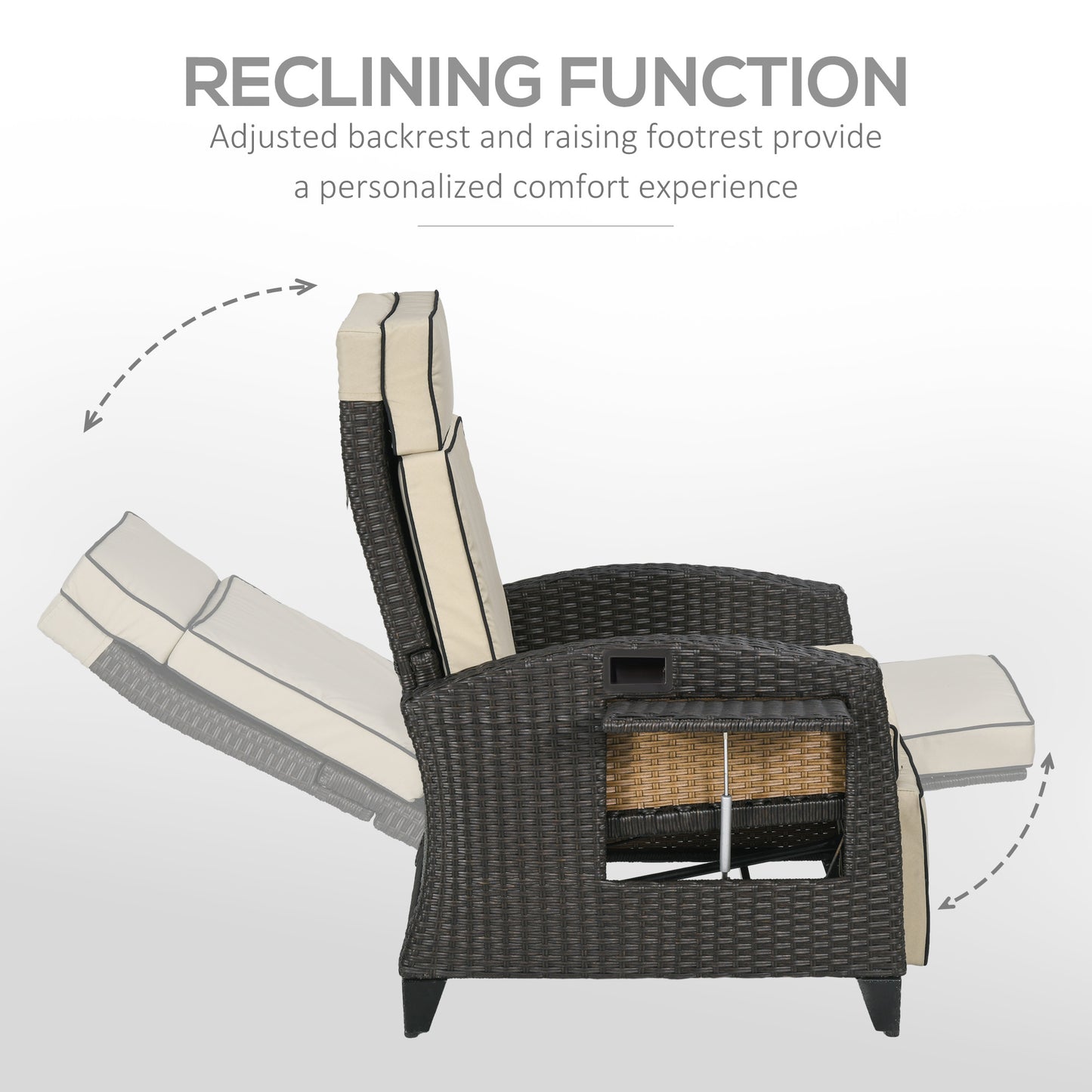 Chaise longue inclinable rotin avec dossier ajustable