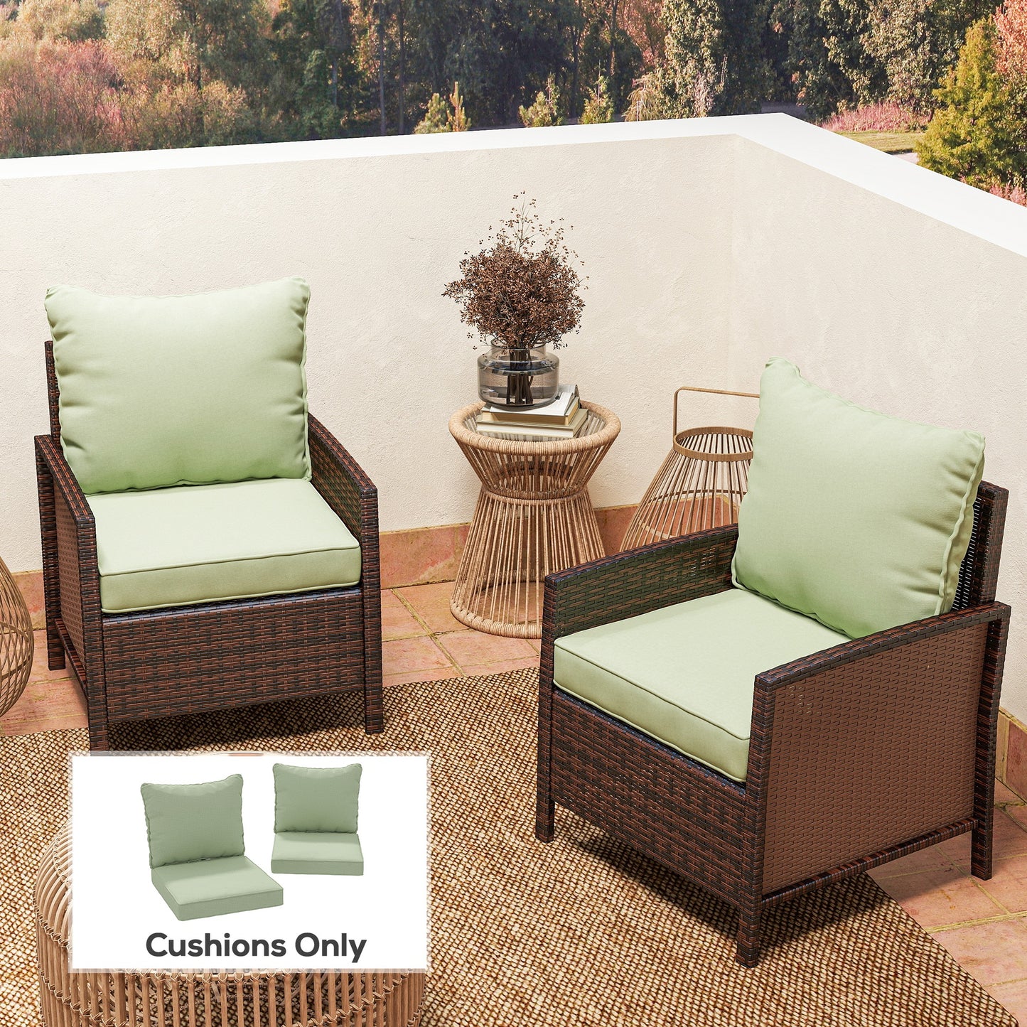 Coussins chaise patio 4 pièces avec dossier