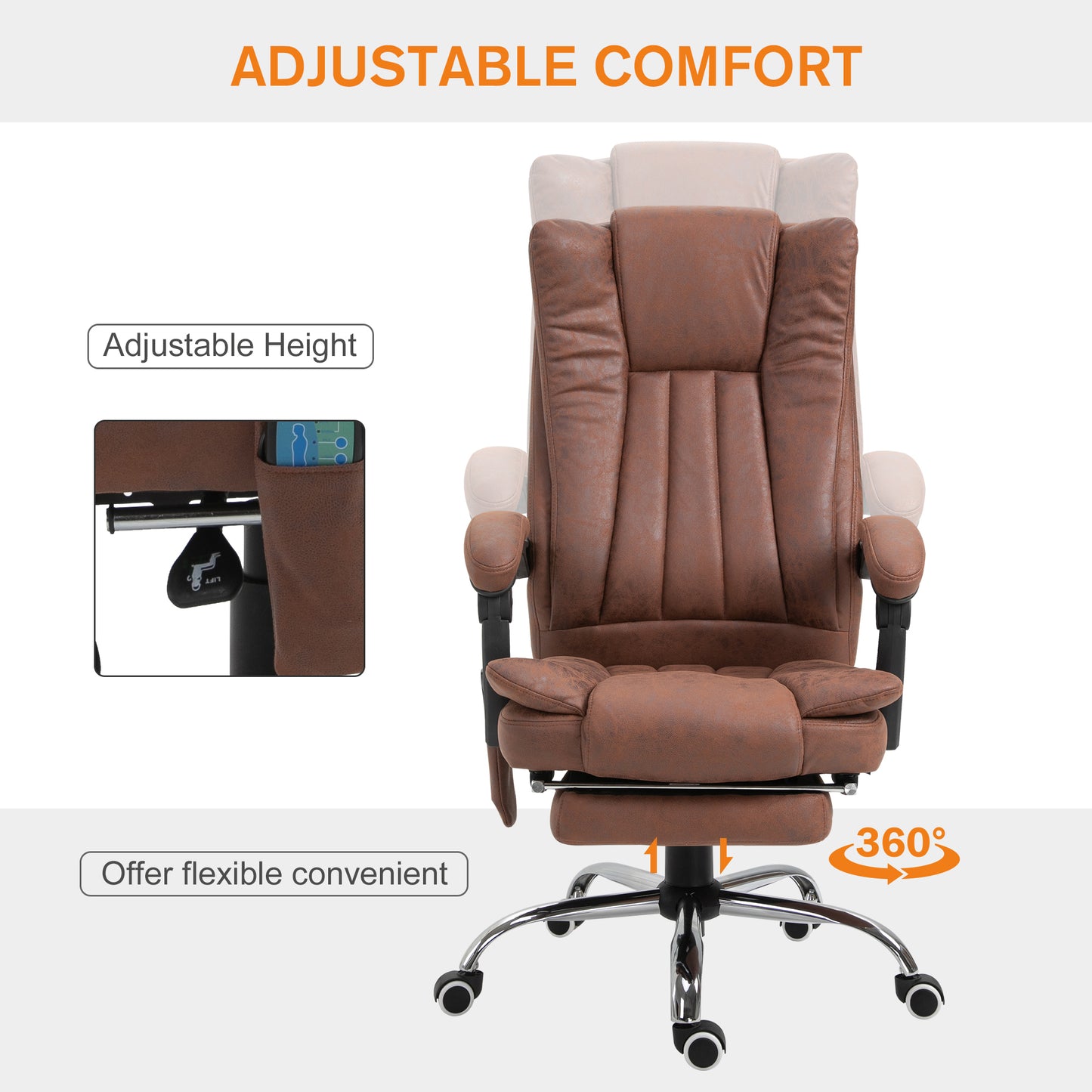 Fauteuil bureau massage vibrant repose-pieds rétractable