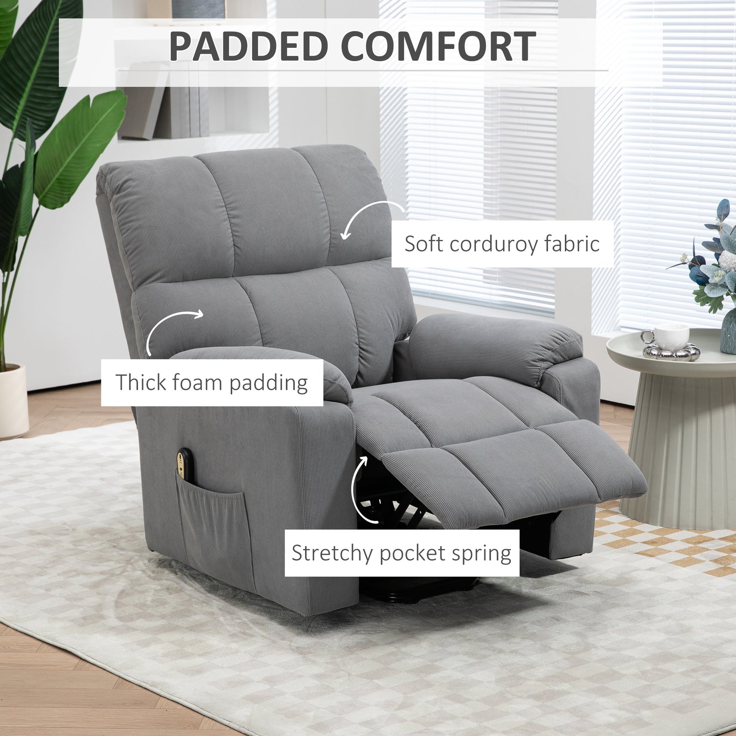Fauteuil releveur électrique rembourré en microfibre