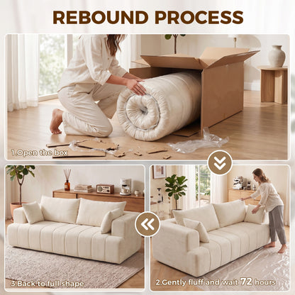 Sofa 3 places nuage en chenille avec ressorts ensachés
