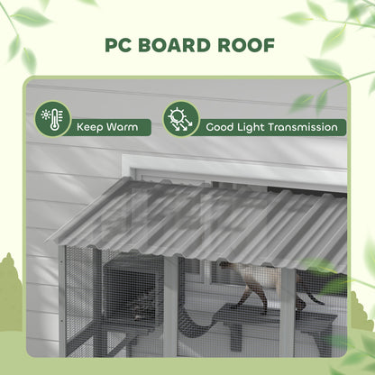 Enclos extérieur chat multi-niveaux avec toit transparent