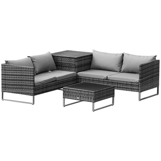 Ensemble de Patio 4 Pièces avec Table Rangement