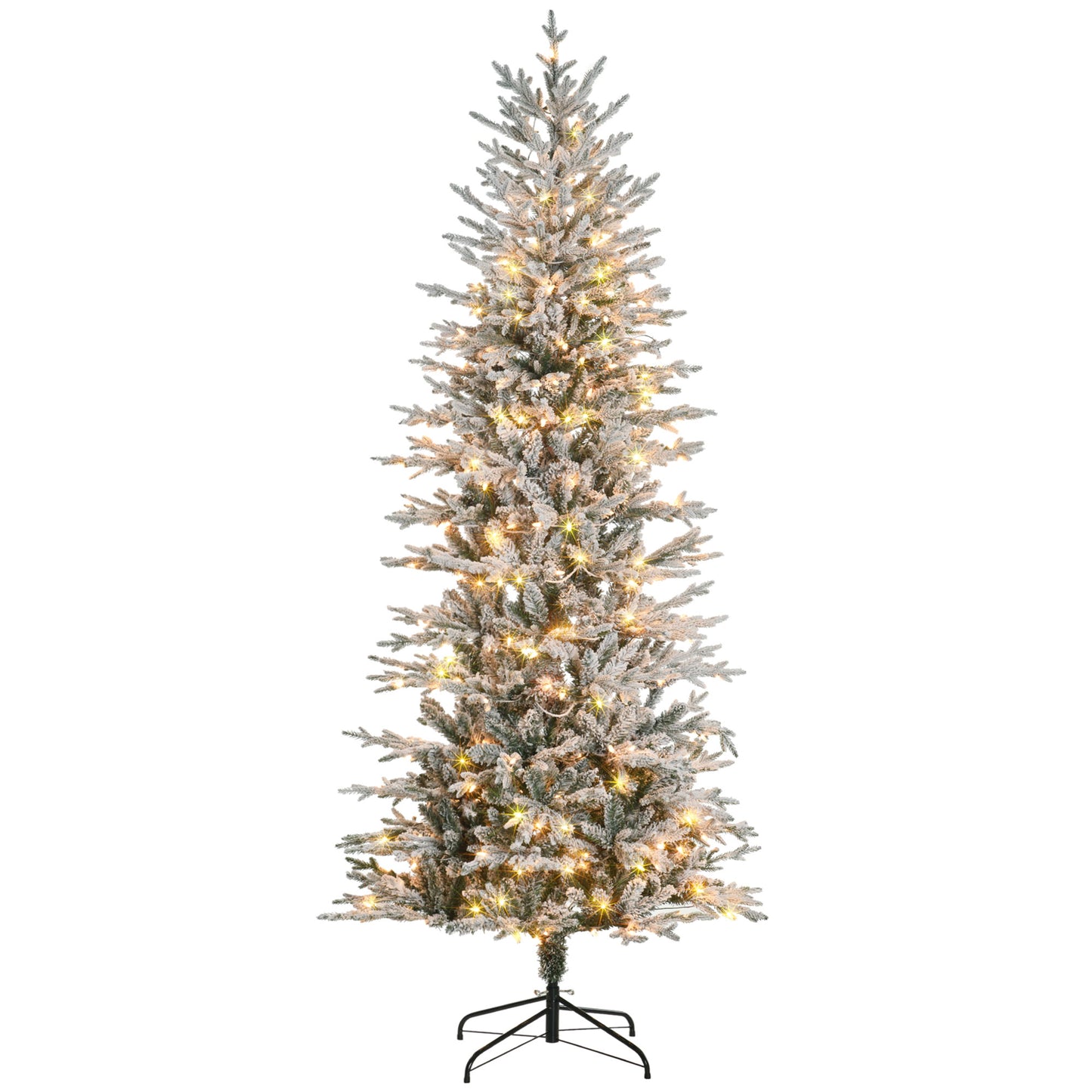 Sapin de Noël artificiel enneigé avec lumières intégrées 7,5 pi