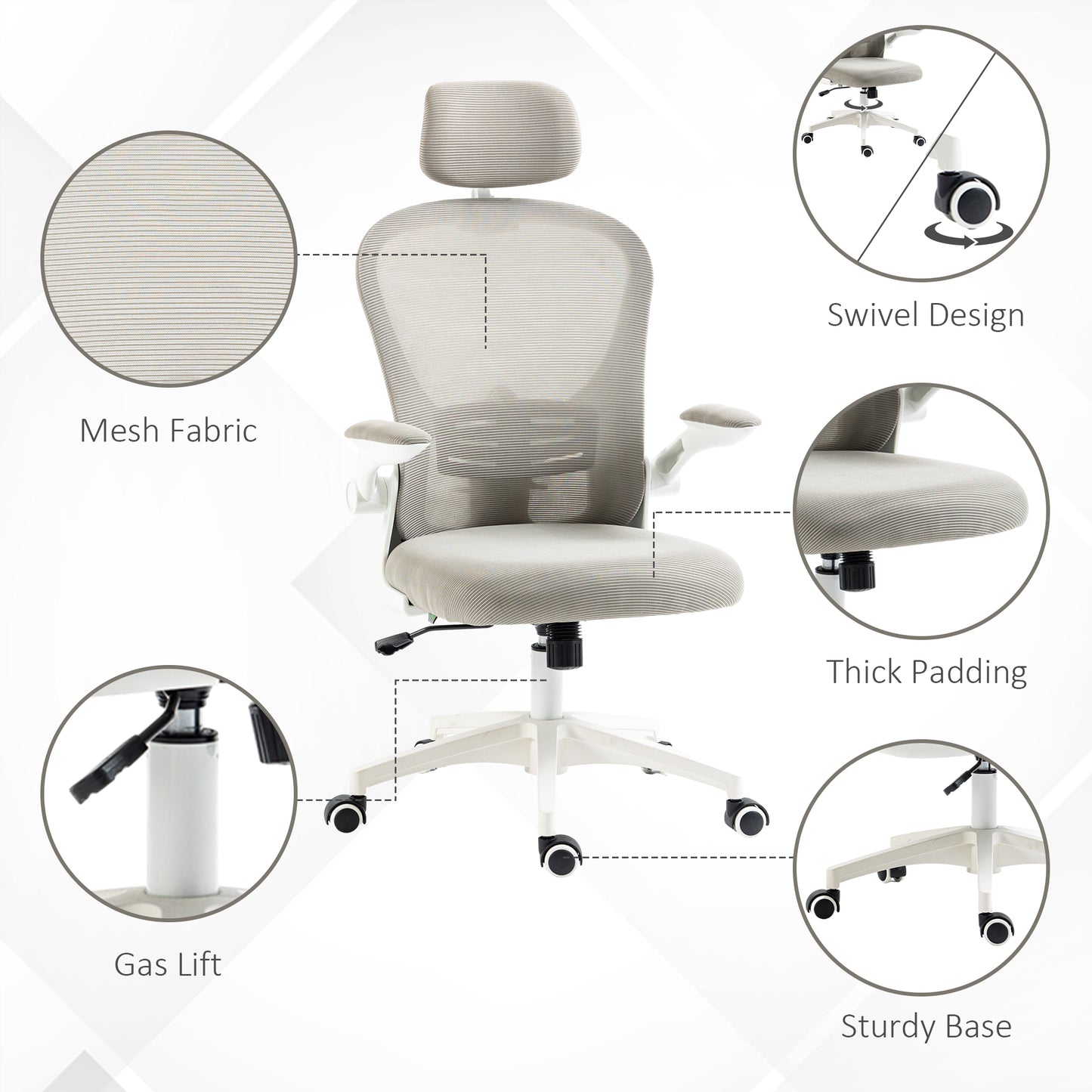 Chaise de bureau ergonomique avec support lombaire 4D