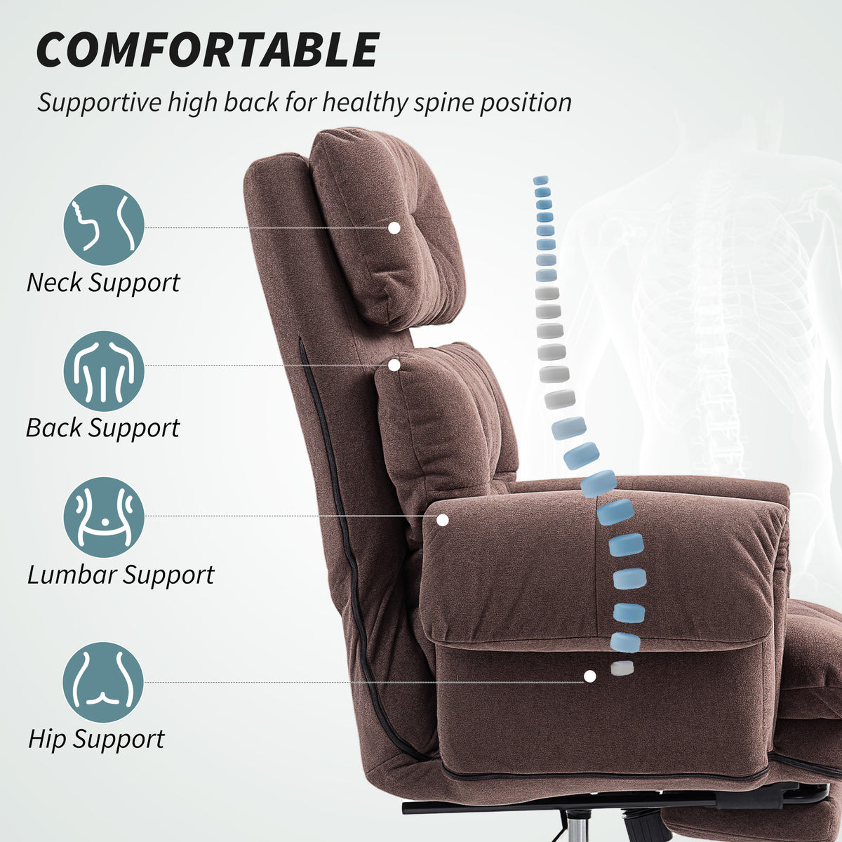Chaise de bureau ergonomique inclinable avec repose-pieds