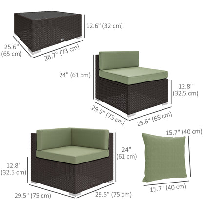 Ensemble de meubles de patio 7 pièces rotin modulaire