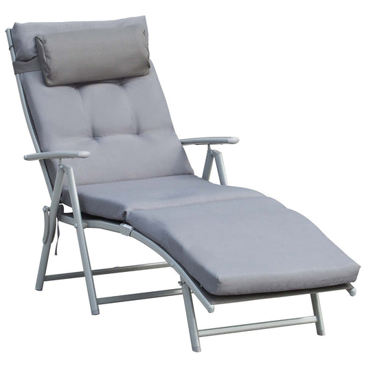 Chaise longue pliante extérieure à 7 positions avec coussin