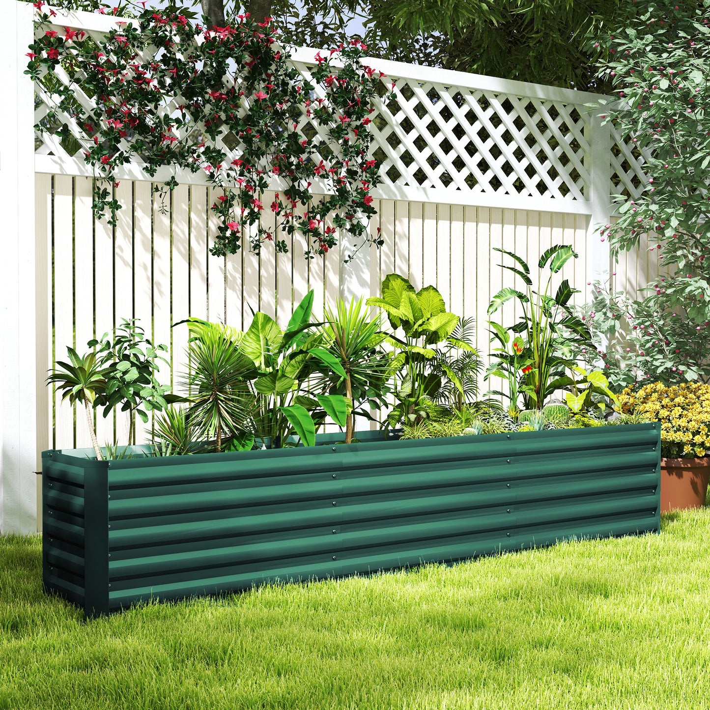 Outsunny Galvanized Raised Garden Bed 240x40x45cm Outdoor Garden