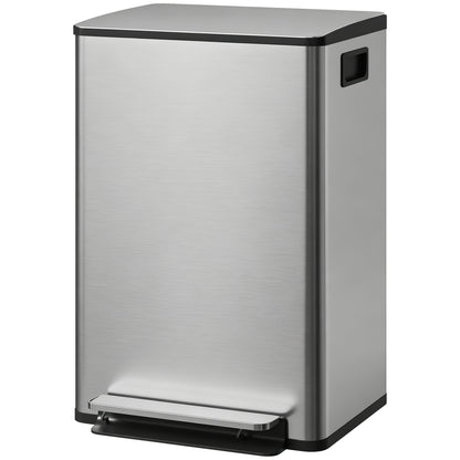 Poubelle de cuisine à fermeture douce en acier inoxydable 50 L
