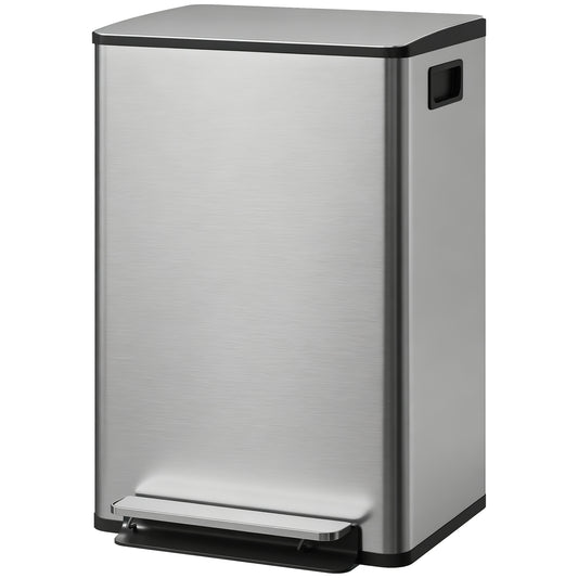 Poubelle de cuisine à fermeture douce en acier inoxydable 50 L