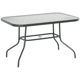 Table de patio en verre trempé avec trou pour parasol