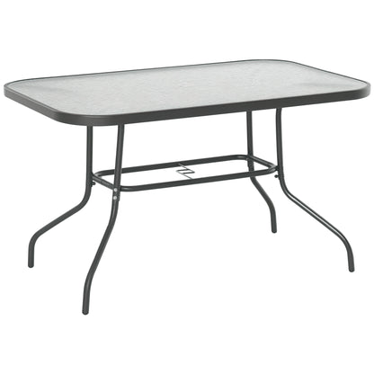 Table de patio en verre trempé avec trou pour parasol