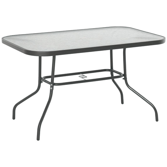 Table de patio en verre trempé avec trou pour parasol
