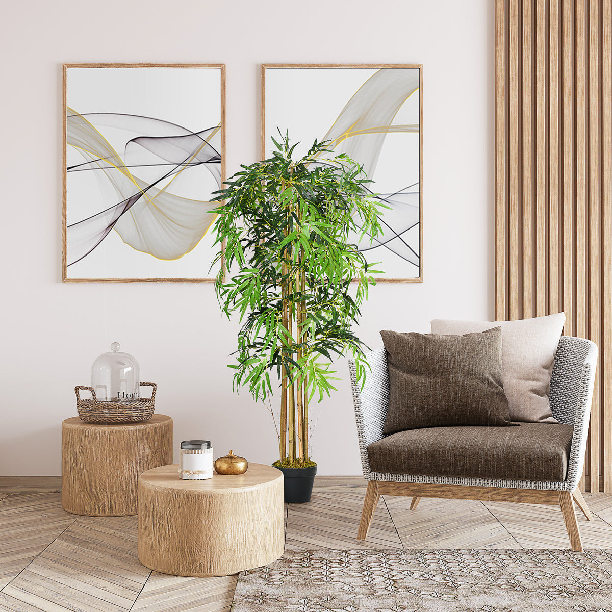 Bambou artificiel 8 troncs 1095 feuilles pot inclus