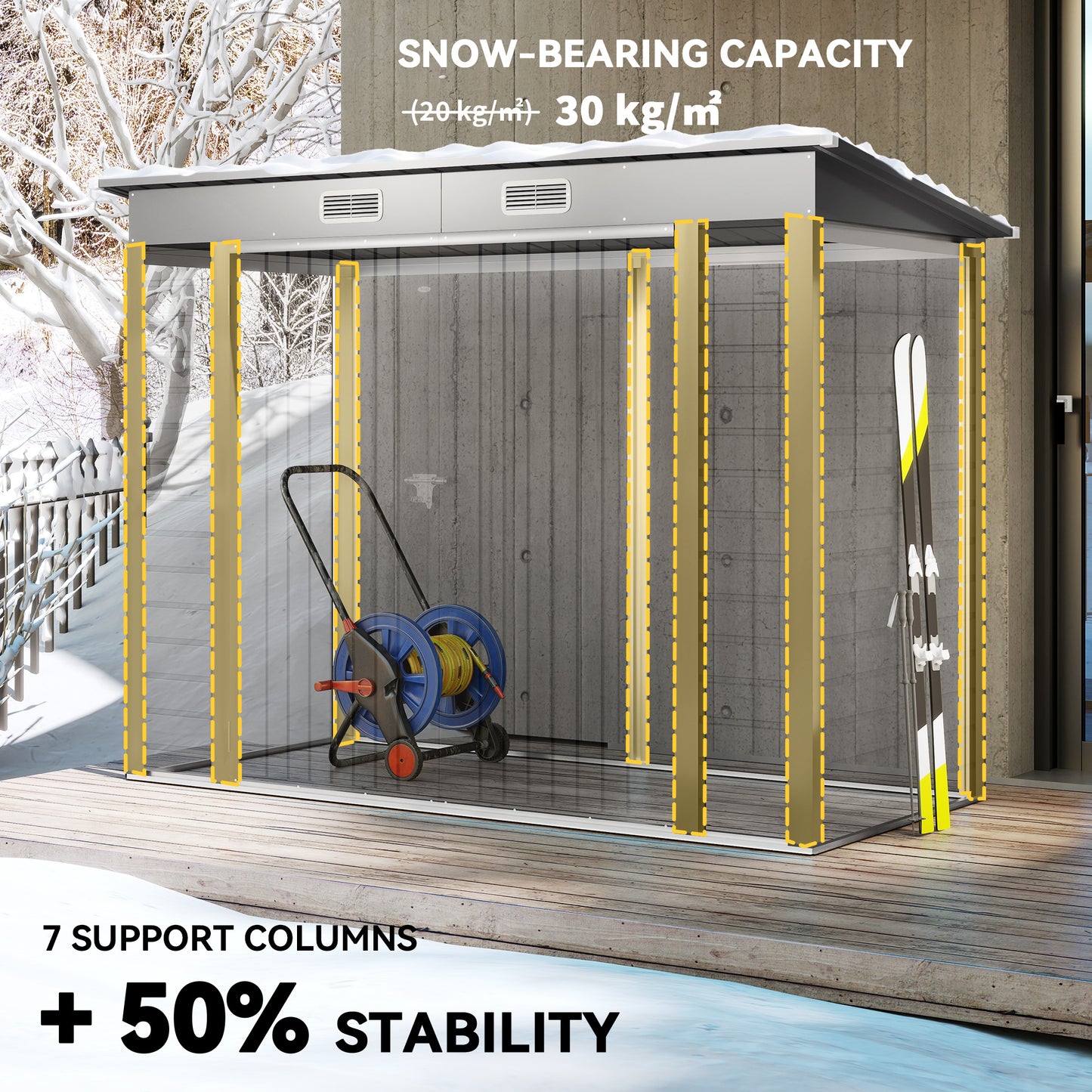 Abri de jardin en acier galvanisé avec double porte