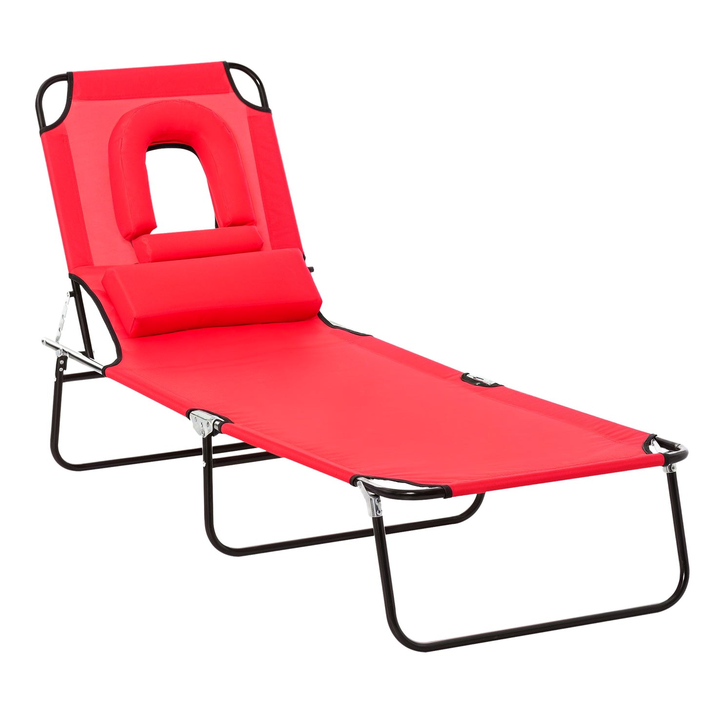 Chaise longue pliante avec trou visage ajustable