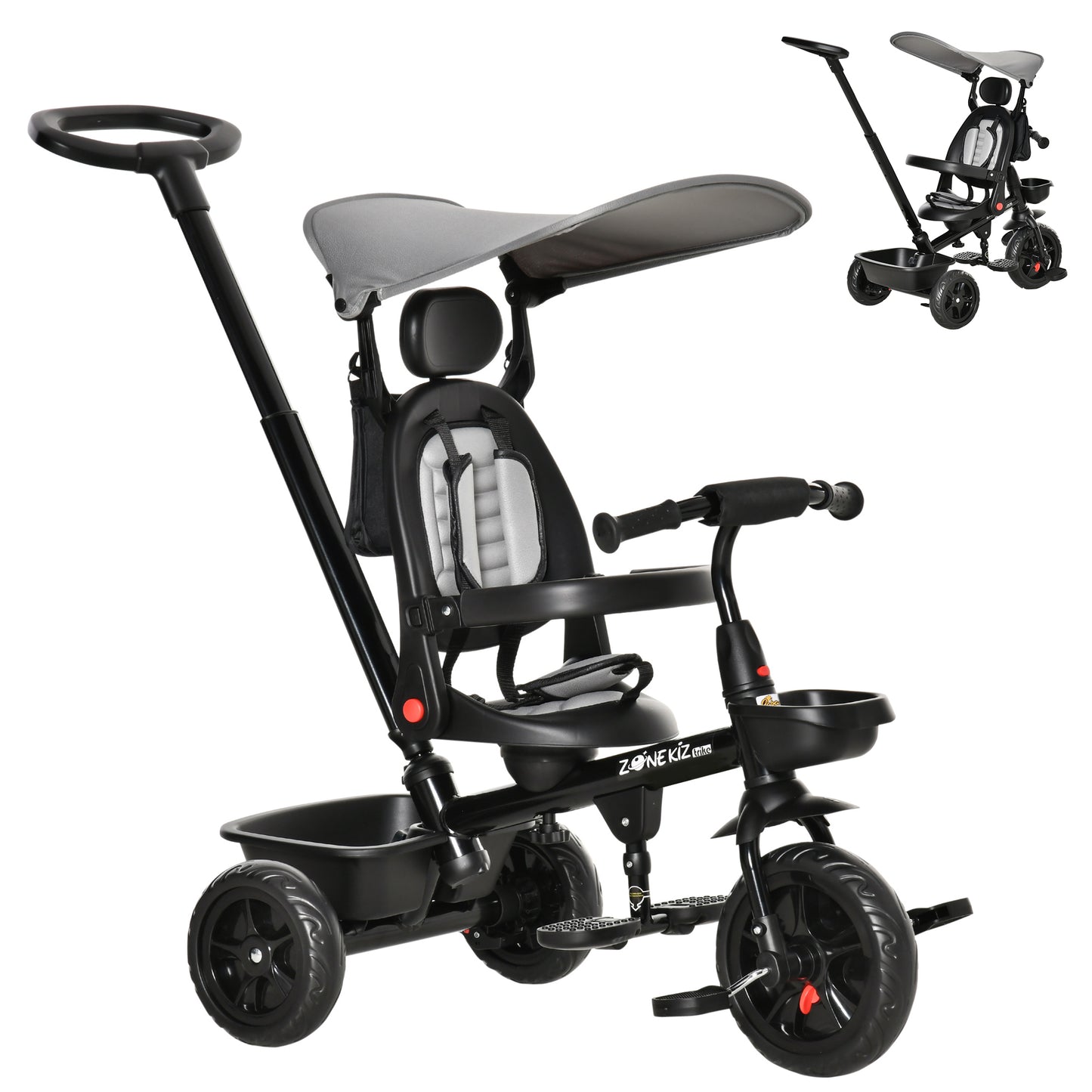 Tricycle évolutif 5-en-1 avec poignée parentale
