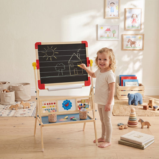 Chevalet d'art 3 en 1 en bois pour enfants rotatif