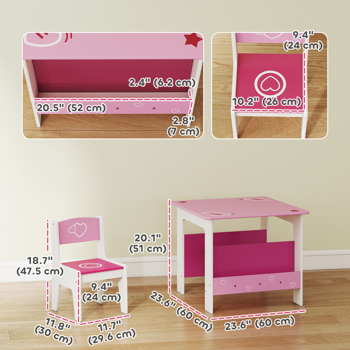 Ensemble table et chaises pour enfants — Lot de 3