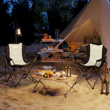 Chaises de camping pliantes dossier haut avec porte-gobelet
