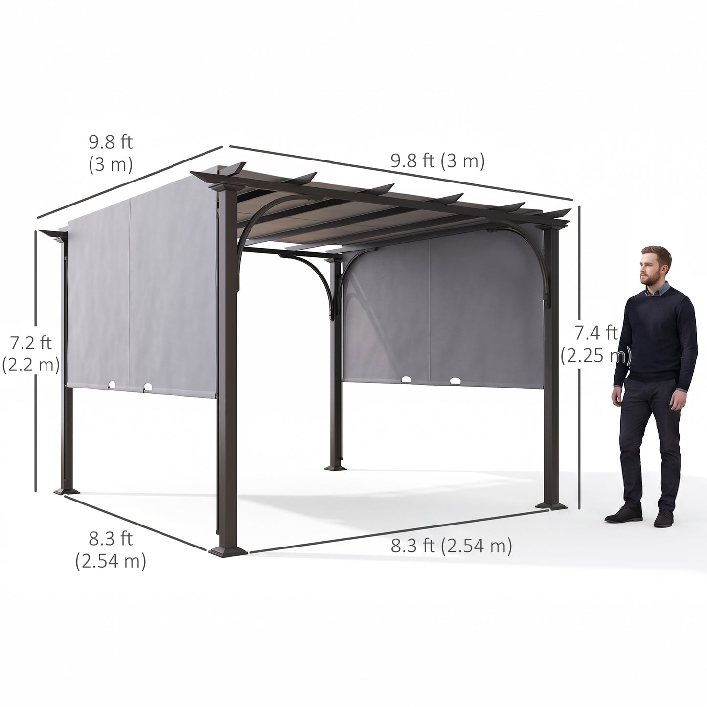 Pergola de patio avec toit coulissant 3 x 3 m