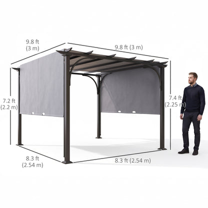 Pergola de patio avec toit coulissant 3 x 3 m