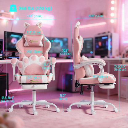 Chaise de jeu ergonomique avec oreillons de chat