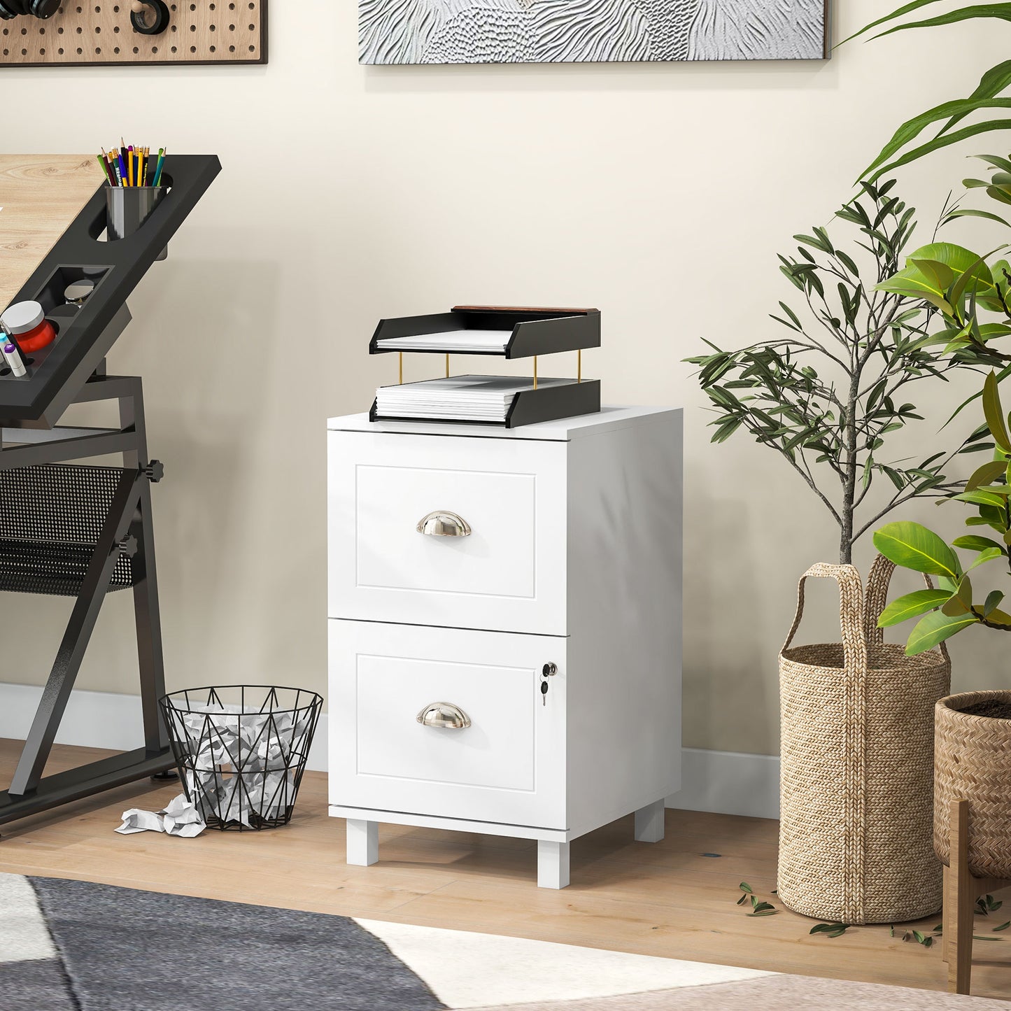 Classeur 2 tiroirs verrouillable avec barres suspendues
