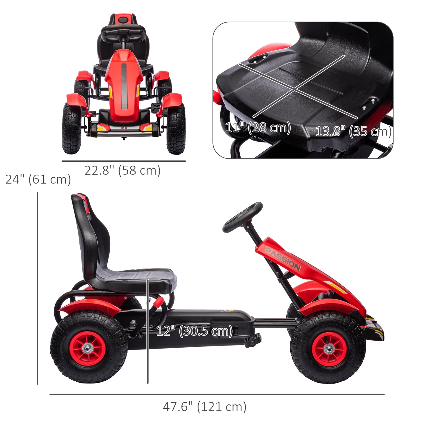 Kart à pédales pour enfants avec freins