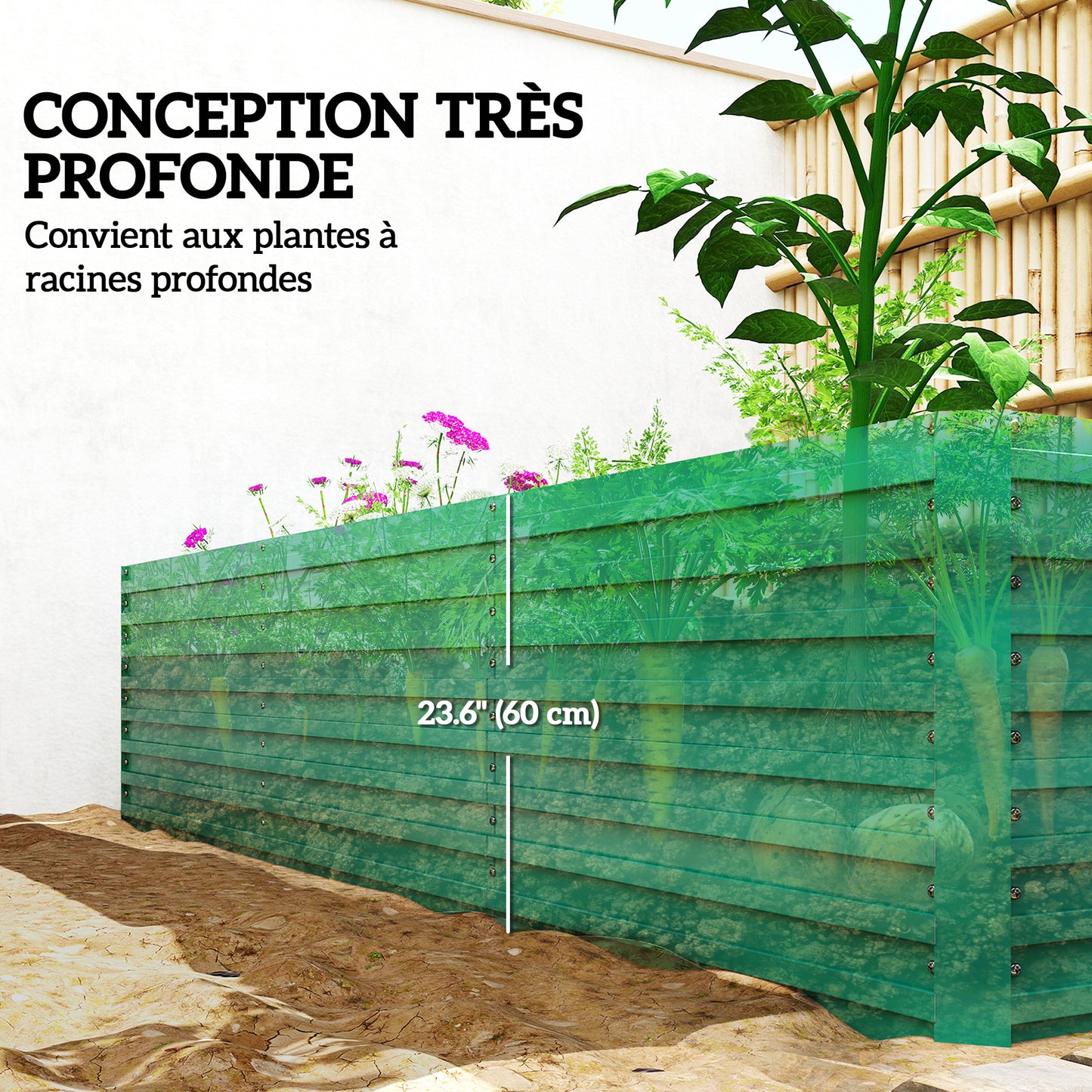 Outsunny 240x120x60cm Raised Garden Bed - Black Galvanized Planter