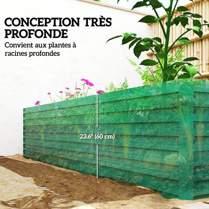 Outsunny 240x120x60cm Raised Garden Bed - Black Galvanized Planter