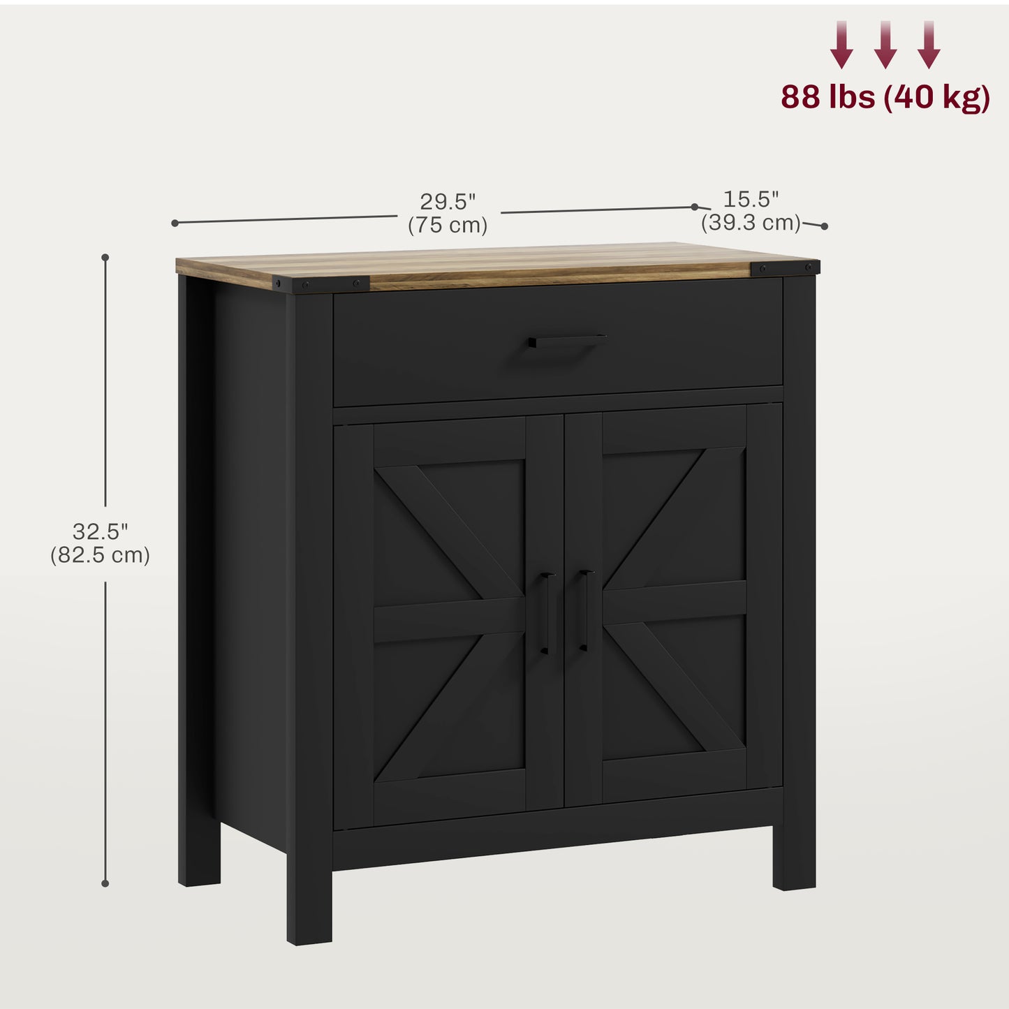 Buffet de cuisine style fermette avec tiroir et tablette