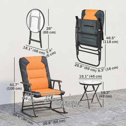 Ensemble chaise berçante pliable 3 pièces