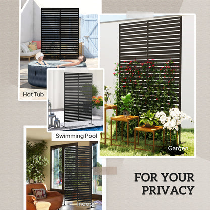 Outsunny Decorative Outdoor Screen - Black Metal Space Divider