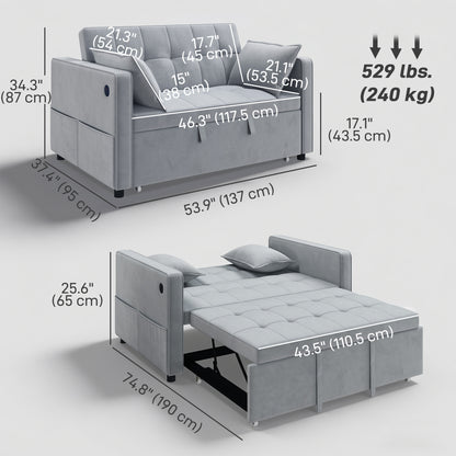 Canapé-lit convertible 3-en-1 avec chargement USB