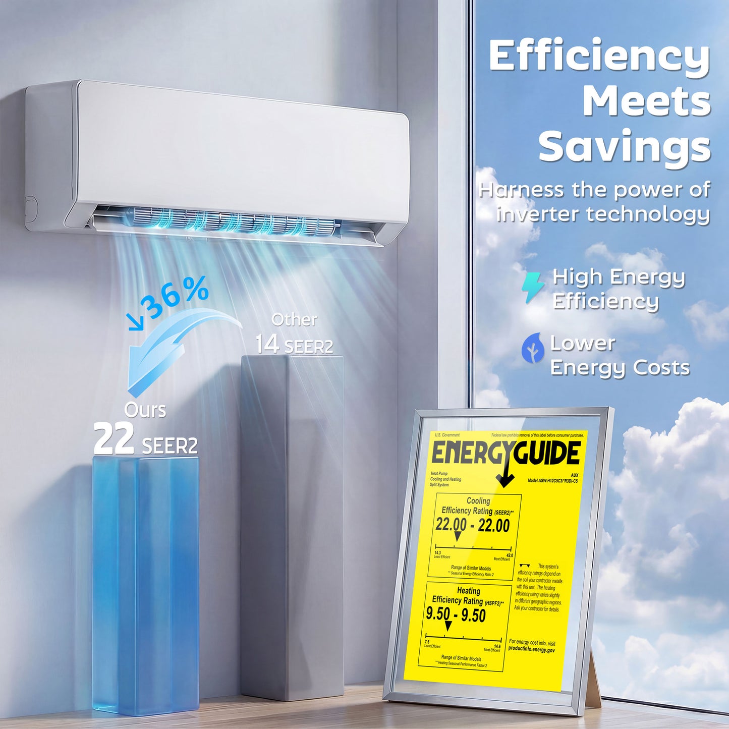 Climatiseur mini-split inverseur 12000 BTU Wi-Fi