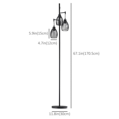 Lampadaire industriel 3 abat-jour suspendus, gradable